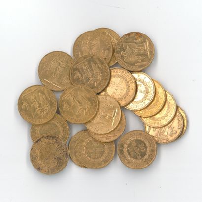20 monnaies or : 20 FF Génie (1875 A x 1,...