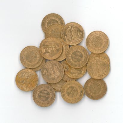 20 monnaies or : 20 FF Génie 1877 A