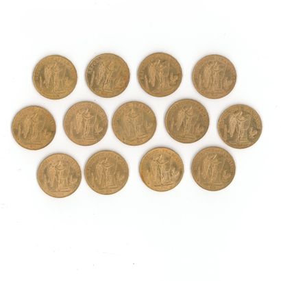 13 monnaies or : 20 FF Génie 1875 A