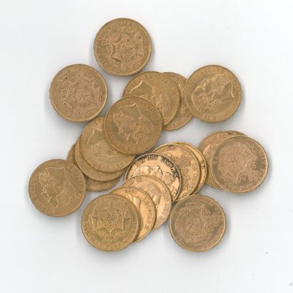 20 monnaies or : 20 F Belgique Léopold II...