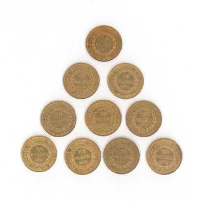 10 monnaies or : 20 FF Génie 1876 A