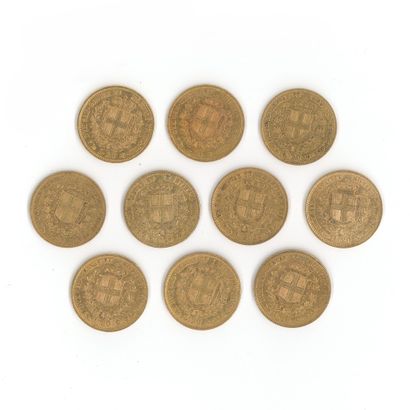 10 monnaies or : 20 Lires Victor Emmanuel...