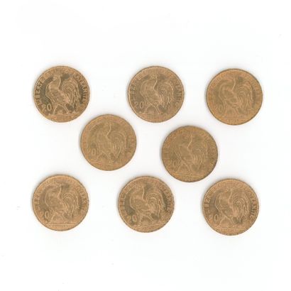 8 monnaies or : 20 FF Coq 1903
