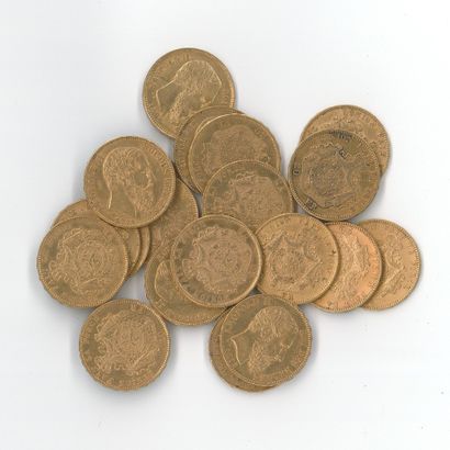20 monnaies or : 20 F Belgique Léopold II...