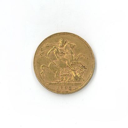 1 monnaie en or : Souverain Victoria Jeune...