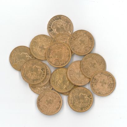 16 monnaies or : 20 FS Helvetica (1899 x...