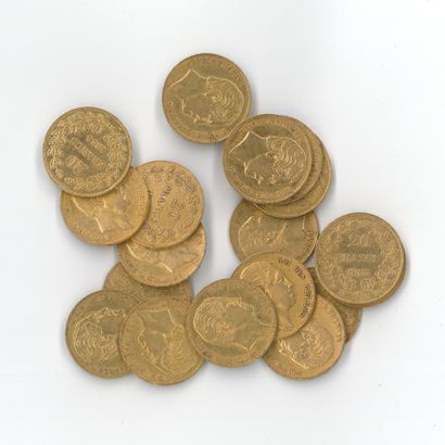 20 monnaies or : 20 F Belgique Léopold Ier...