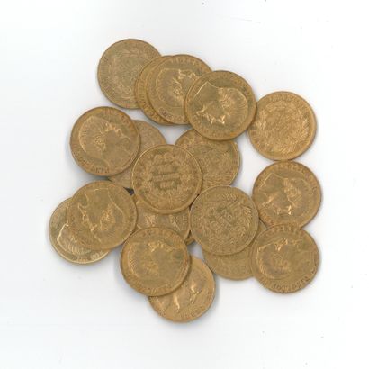 20 monnaies or : 20 FF Génie 1877 A