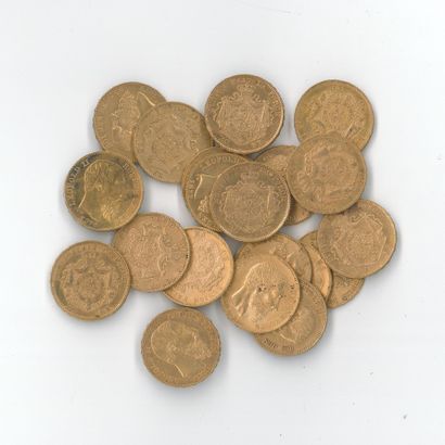 20 monnaies or : 20 F Belgique Léopold II...