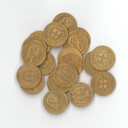 20 monnaies or : 20 Lires Victor Emmanuel...
