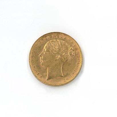 1 monnaie en or : Souverain Victoria Jeune...