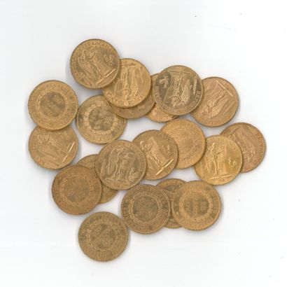 20 monnaies or : 20 FF Génie 1876 A