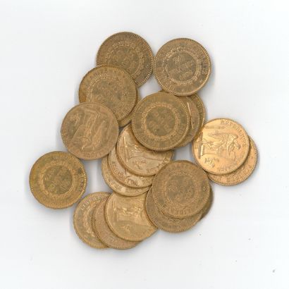 20 monnaies or : 20 FF Génie 1876 A