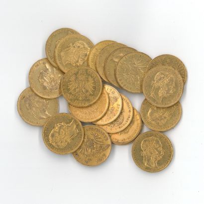 20 monnaies or : 8 Florins Autriche François-Joseph...