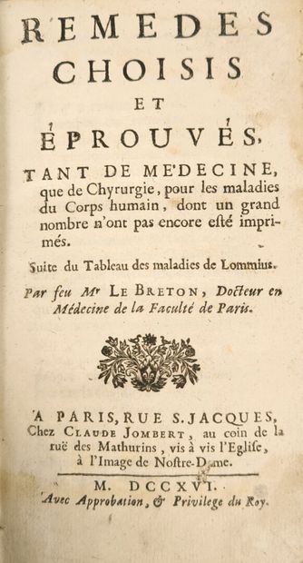 LE BRETON. Remèdes choisis et éprouvés tant...