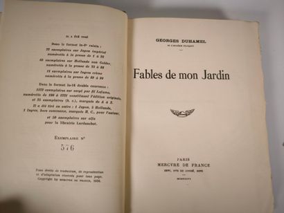 DUHAMEL (Georges). Fables de mon jardin....