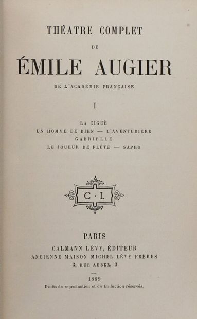 AUGIER (Emile). Théâtre complet. Paris, Calmann...