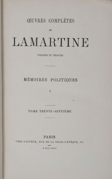LAMARTINE (Alphonse de). OEuvres complètes...