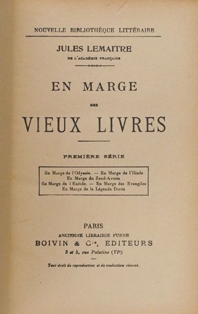 LEMAITRE (Jules). In the margins of old books....