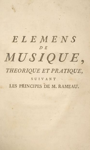 [Music - ALEMBERT (Jean Le Rond d'). Elémens...