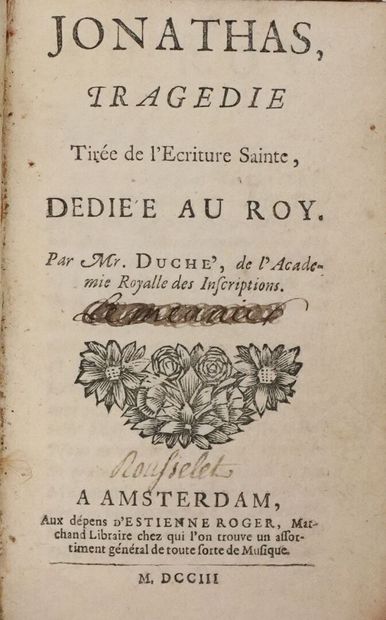DUCHÉ de VANCY (Joseph-François). Jonathas,...