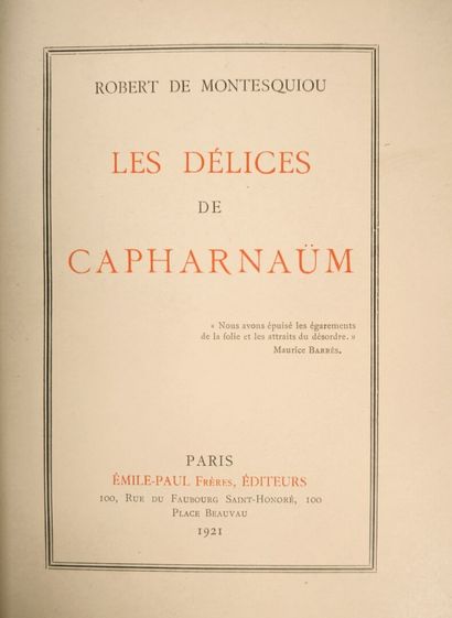 MONTESQUIOU (Robert de). Les Délices de Capharnaüm....