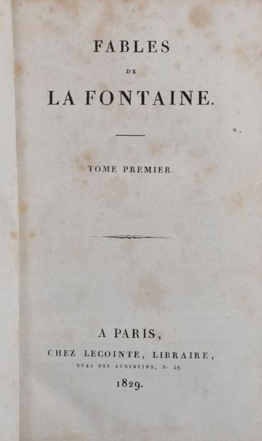 LA FONTAINE (Jean de). Fables. Paris, Lecointe,...