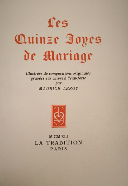 LEROY (Maurice). Les Quinze Joyes de Mariage....
