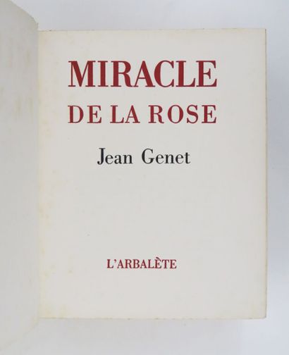 GENET (Jean). Miracle de la Rose. sl, L'Arbalète,...