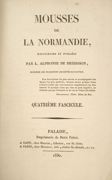 BREBISSON (L. Alphonse de). Mosses of Normandy....