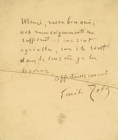 ZOLA (Émile). Autograph letter signed 