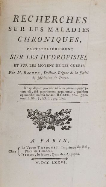 BACHER (Alexandre). Recherches sur les maladies...