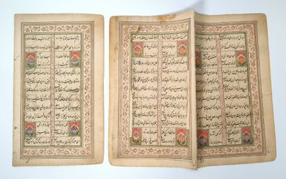 Ensemble de folios enluminés du Cachemire
Encre,...