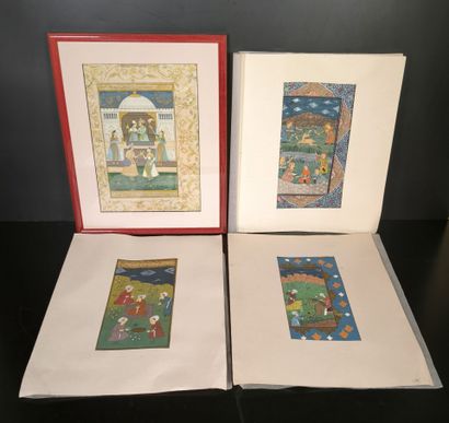 4 miniatures iraniennes du XIXème siècle:...