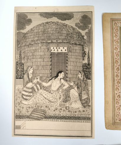 Ensemble de folios enluminés du Cachemire
Encre,...