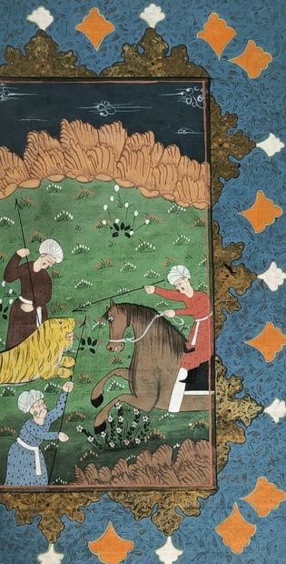 4 miniatures iraniennes du XIXème siècle:...