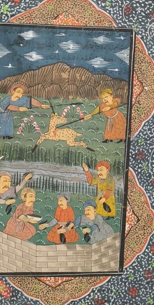 4 miniatures iraniennes du XIXème siècle:...