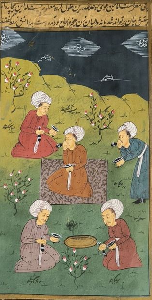 4 miniatures iraniennes du XIXème siècle:...