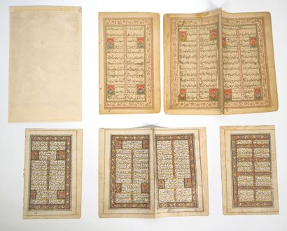 Ensemble de folios enluminés du Cachemire
Encre,...