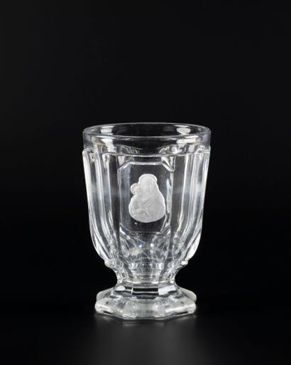 Saint-Louis. Moulded crystal pedestal glass...