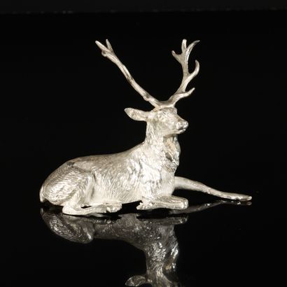 Silver deer. Minerve hallmark. Height 7 cm,...