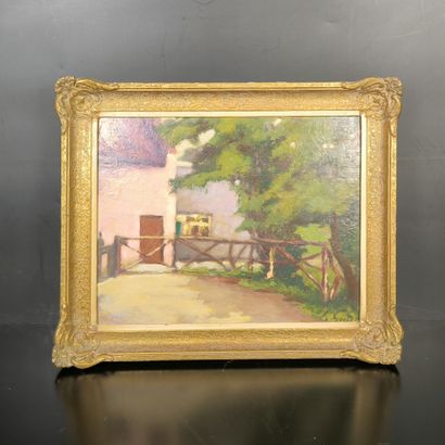 PEETERS (?). Barrière devant une maison....