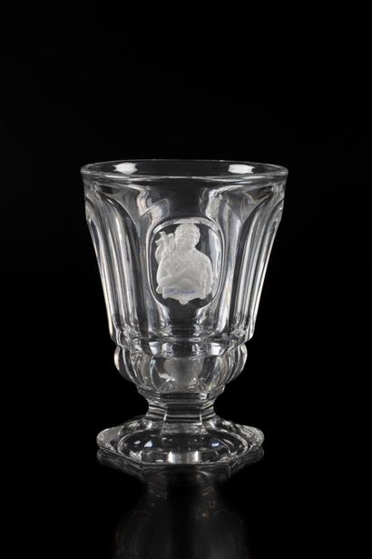 Saint-Mandé. Moulded crystal pedestal glass...