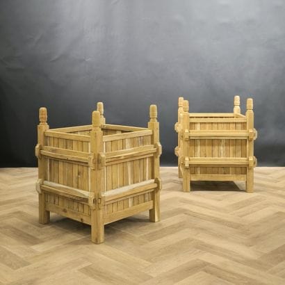 Pair of acacia orange tree crates. Height...