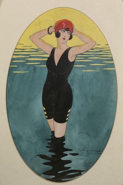 Jean FRESSINET (1889-1972). 
- La baigneuse....