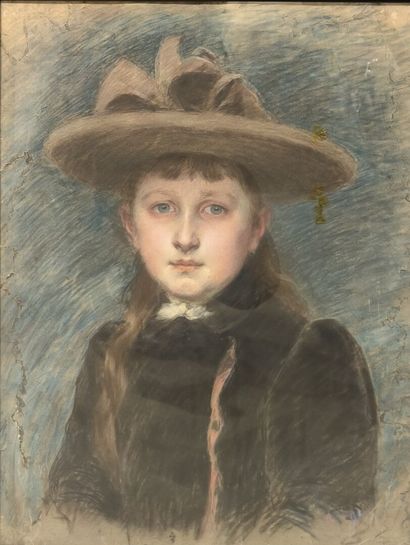 Abraham THUILLEAUX (XX). Jeune fille. Pastel....