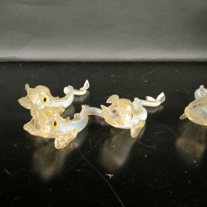MURANO. Set of 5 glass fish (accidents and...
