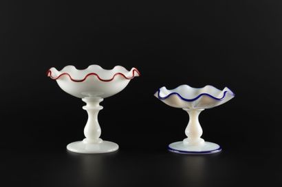 Two opaline baguiers.
- Clichy. White crystal...