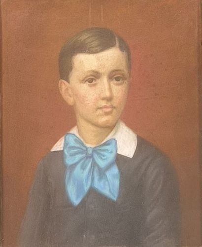 Portrait d'enfant. Pastel vers 1900. 27 x...