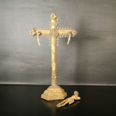 Christ on the cross in painted and gilded...